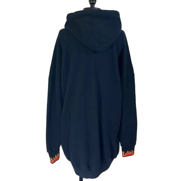 Drifter black oversized hoodie sweatshirt, Unisex long graphic rock anthem top - Picture 5 of 10